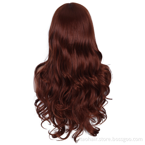 FZY Wholesale Price Good Omens Cosplay copper red orange color long body wave Synthetic hair Wigs Vendor